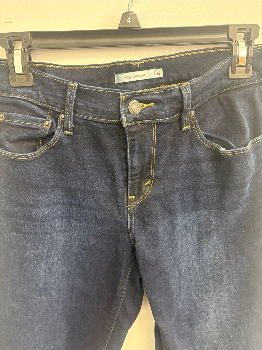 Levi's Dark Blue Straight Jeans with Yellow Stitching